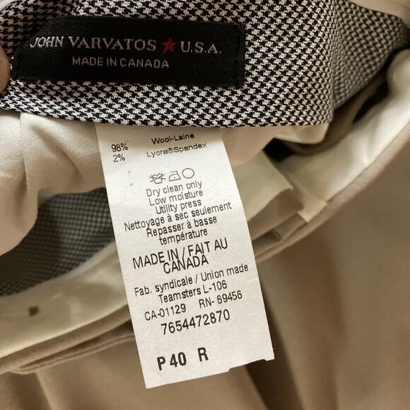 John Varvatos Star USA Men's Wool Dress Pants New Sz 40R Unhemmed Tan - Picture 6 of 8